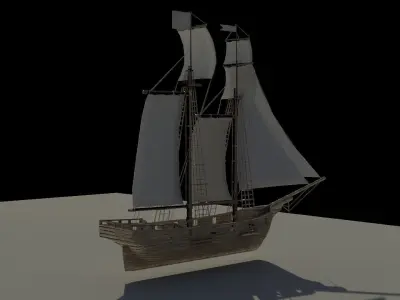 Topsail schooner ship roblox Low-poly 3D model