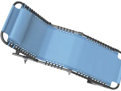 Folded Sun Lounger Blue 3D model