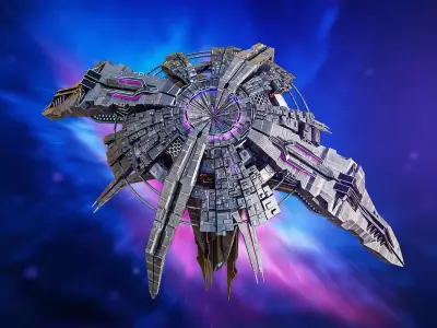 Spaceship Sci-Fi Umbrella Mothership Lowpoly Low-poly 3D model