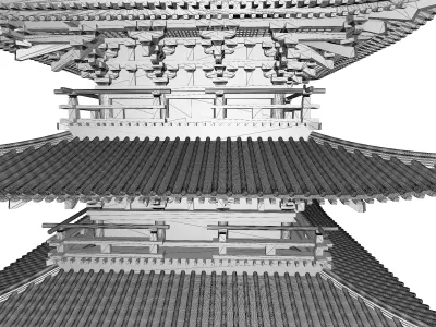 Japan Todaiji Temple Pagoda Low-poly 3D model
