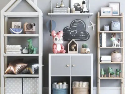 Childrens furniture with toys 3D model