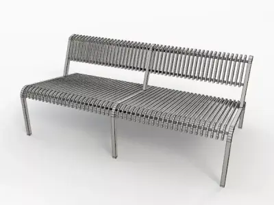 Chair-17 wooden bench with metal legs Free 3D model