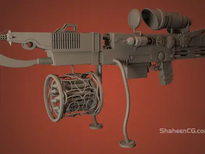 Highpoly Steampunk Rifle Free 3D model