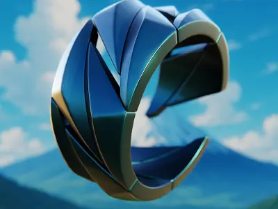 Spiral Blade Ring - Futuristic Sci-Fi Armor Jewelry 3D Model 70 3D print model