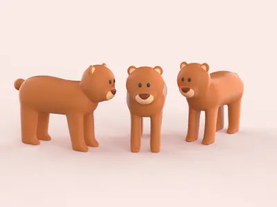Cartoon Bear Animal Style Cute Low-poly 3D model