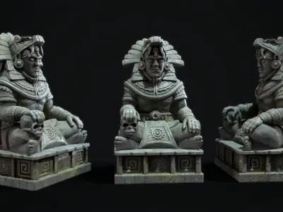 Statue Aztec Quetzalcoatl God Low-poly 3D model