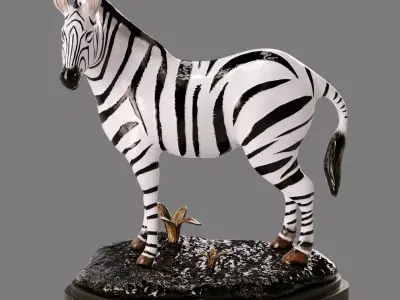 decorative zebra figurine Low-poly 3D model