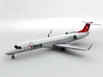 Embraer ERJ 145 - Northwest Airlines Low-poly 3D model