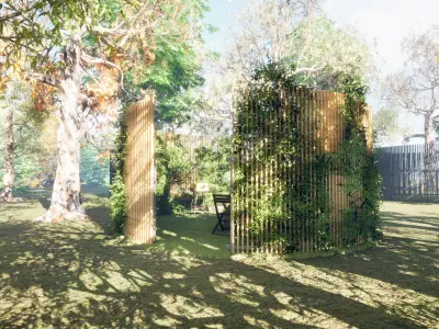 Private Round Pergolas in a forest  with Trees collection Low-poly 3D model