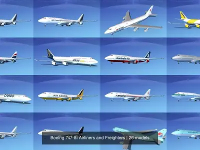 26 Boeing 747-8I Airliners and Freighters 3D Model Collection