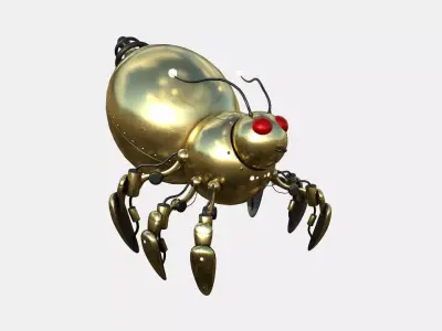 Cute Robot E08 Golden - SciFi Character Design Low-poly 3D model