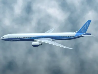 Boeing 777-300 ER airliner Low-poly 3D model