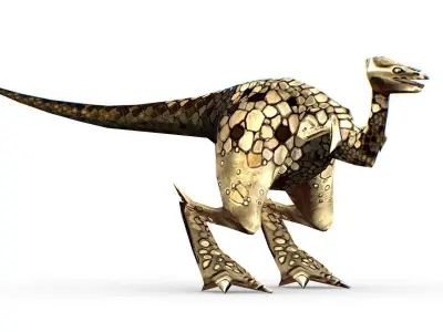 Low Poly Cartoon Creature Dino WhiteTava Low-poly 3D model