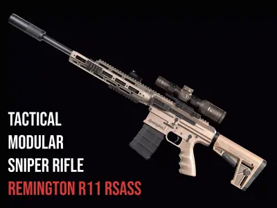Tactical modular sniper rifle Remington R11 RSASS  Low-poly 3D model