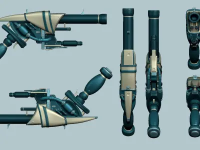 Sci-Fi Gun - Futuristic Weapon - Cartoon Low-poly 3D model