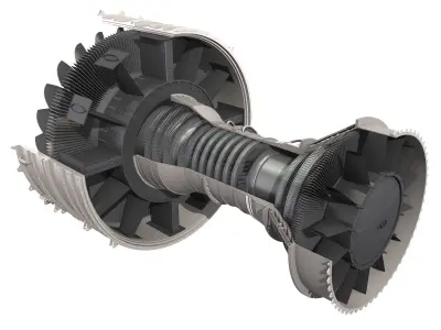 AIRCRAFT TURBOFAN ENGINE 3D model