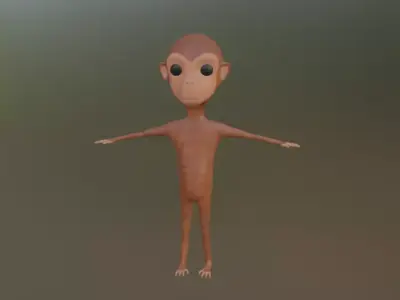 Cheerful Chubby Monkey - Stylized 3D Cartoon Model Low-poly 3D model