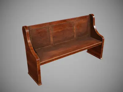 Bench Low-poly 3D model wooden Low-poly 3D model