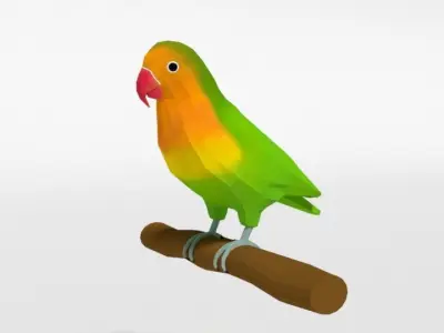 Low Poly Cartoon Lovebirds Low-poly 3D model