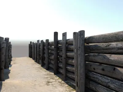 Trenches 3D model wall with hole in it 3D model