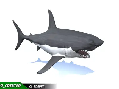 Low-Poly Killer Shark Rigged Animated 3D model Low-poly 3D model