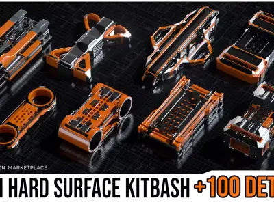 Sci-Fi Hard Surface KITBASH BUNDLE 120 DETAILS   3D model