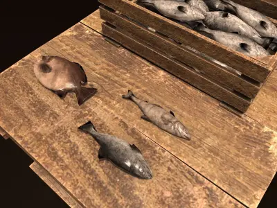 Fish market low poly pbr  Low-poly 3D model