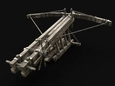 BALLISTA WAR MACHINE MEDIEVAL SIEGE ENGINE WAR BATTLE WEAPON Low-poly 3D model