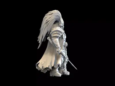 Sci-Fi Dark Priest STL Grimdark Warrior Miniature with Staff  3D print model