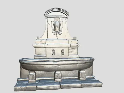 Stone fountain 19th century Low-poly 3D model
