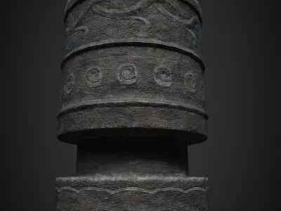 OLD STONE FIRE POTLOWPOLY GAME ASSET Low-poly 3D model