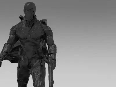 Sci-fi armored warrior with guns 3D model