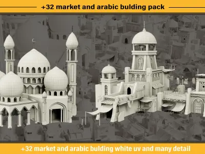 32 market and Arabic buildings pack 3D model
