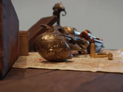 Steampunk Gun - Queens Tender Low-poly 3D model