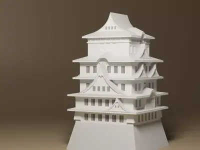 Cartoon Japanese Himeji Castle 3D model