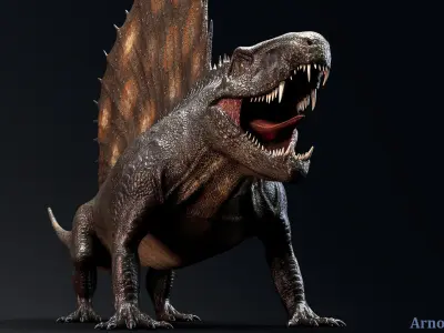 Dinosaur Dimetrodon Dinosaur - Unity Project Low-poly 3D model