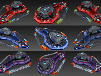 Big Toon SciFi Star Ships Low-poly 3D model