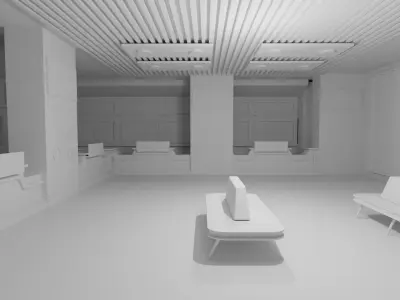 Post Office Interior Low-poly 3D model