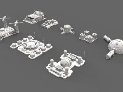 sci fi industrial objects 3 3D model