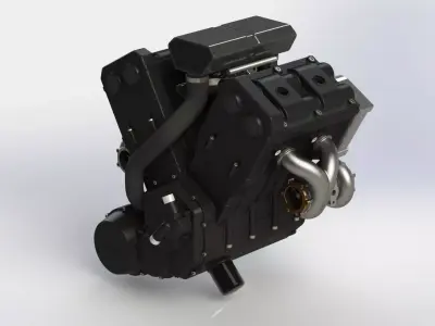 Engine V4 Biturbo 3D model