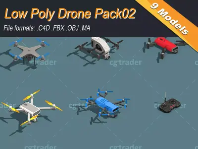 Low Poly Drone Isometric Icon Pack 02 Low-poly 3D model