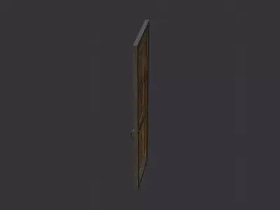 Wooden Double Frame Door Left Rustic Metal Trim Low-poly 3D model