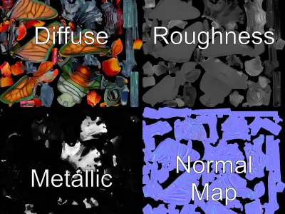 Fantasy Insect Model Pack with Detailed Wings and Antennae Low-poly 3D model