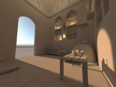 Rural house Interior and Props Low-poly 3D model