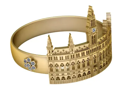 3D Printable Architectural Landmark Ring 3D print model