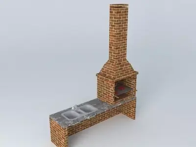 churrasqueiraedson outdoor kitchen with brick fireplace Free 3D model