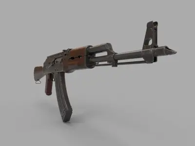 AKM machine gun  Low-poly 3D model