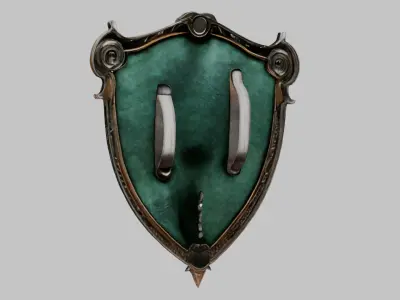 Emerald Serpent Shield Emblem 3D Model Low-poly 3D model