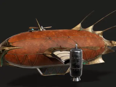 Steampunk airship Wanderer of the Winds Low-poly 3D model Low-poly 3D model