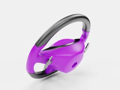 3d Steering Wheel With Purple Cover 3D model